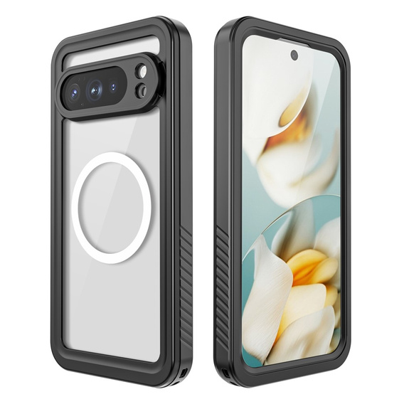 Etui Wodoodporne IP68 do Google Pixel 10 Pro XL, Redpepper, do MagSafe, przezroczyste z czarną ramką