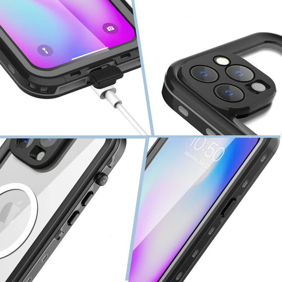 Etui wodoodporne do iPhone 14 Pro Max, Redpepper, do MagSafe, czarne