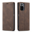 Etui CASEME do Xiaomi Redmi Note 10 Pro, Leather Wallet Case, kawowe