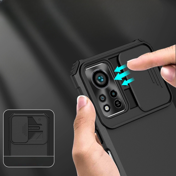 Etui pancerne do Infinix Hot 11s, Obudowa Camshield Case z podstawką, Czarne