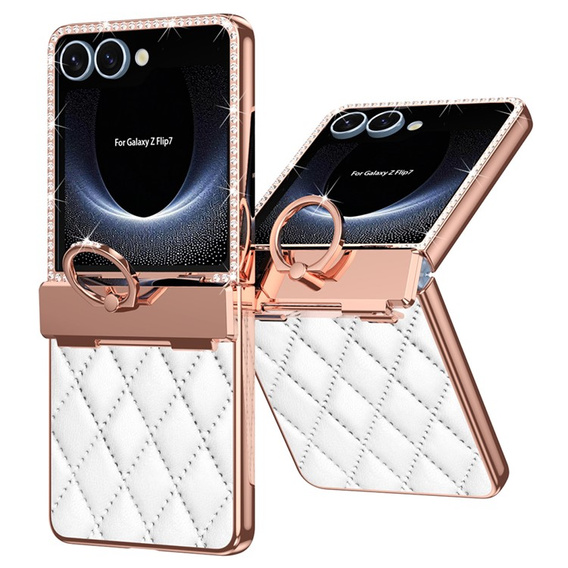 Etui ze szkłem do Samsung Galaxy Z Flip7 5G – białe
