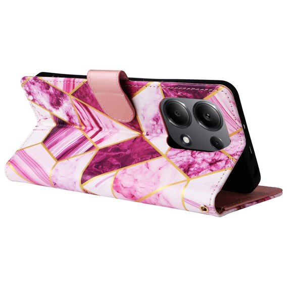 Etui z klapką do Xiaomi Redmi Note 13 Pro 4G / Xiaomi Redmi Note 14S / Xiaomi Poco M6 Pro 4G, Wallet, Marble fioletowe