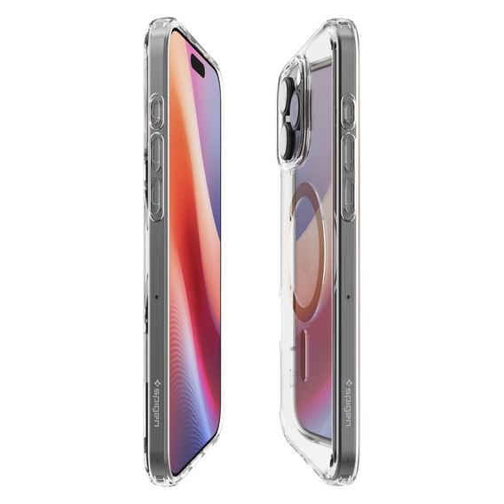 Etui z MagSafe Spigen do iPhone 16 Pro Max, Ultra Hybrid, przezroczyste / złote + Szkło Hartowane 9H