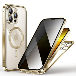 Etui do iPhone 13 Pro Max, Privacy Dual Glass, do MagSafe, złote