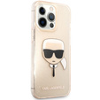 Etui Karl Lagerfeld do iPhone 13 Pro, Glitter Karl`s Head, różowe rose gold