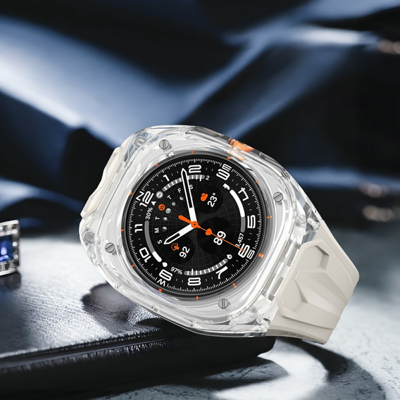 Pasek silikonowy z obudową ochronną do Samsung Galaxy Watch Ultra 47mm (2025 / 2024) – Beżowy, antywstrząsowy