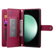 Etui z klapką do Samsung Galaxy S24 FE, Wallet Zipper Pocket, czerwone