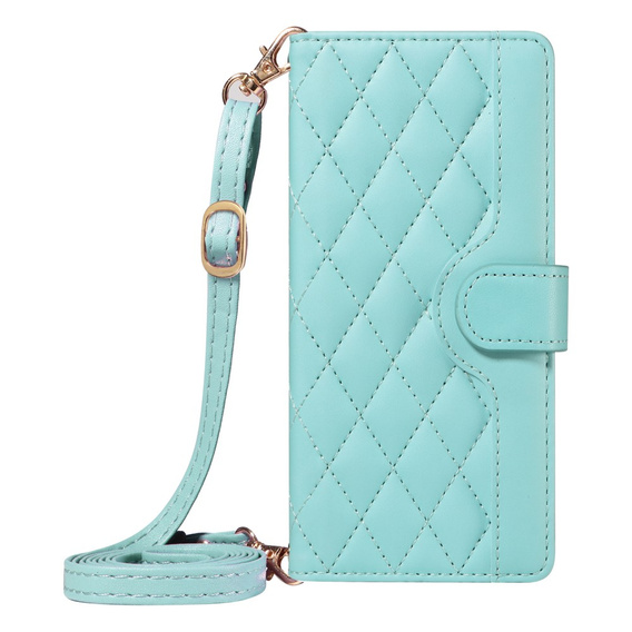 Etui z klapką do Xiaomi Redmi Note 14 Pro 5G / Xiaomi Redmi Note 14 Pro+ 5G / Xiaomi Poco X7 5G, Rhombus Crossbody Leather, zielone