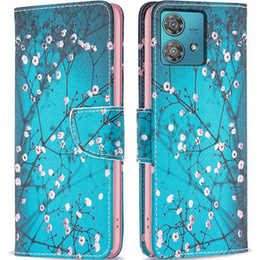 Etui z klapką do Motorola Edge 40 Neo, Wallet, Sakura niebieskie