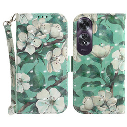 Etui z klapką do Oppo A60, Wallet, Flowers białe