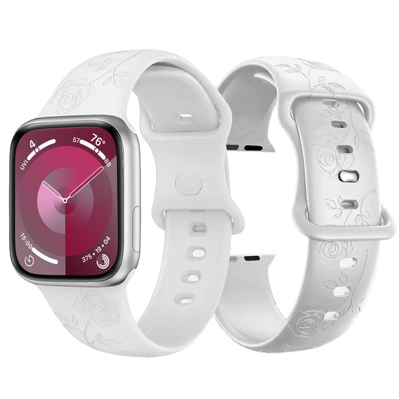 Pasek Silikonowy do Apple Watch 1/2/3/4/5/6/7/8/9/10/11/SE 38/40/41/42mm, Rose, Biały