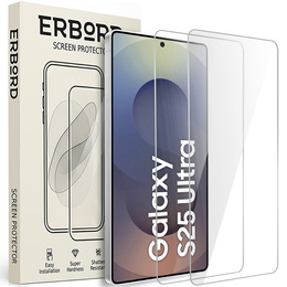 2x Szkło Hartowane do Samsung Galaxy S25 Ultra, ERBORD 9H Hard Glass, szybka