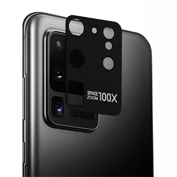 Metalowa Osłona + szkło na Aparat do Samsung Galaxy S20 Ultra - Black