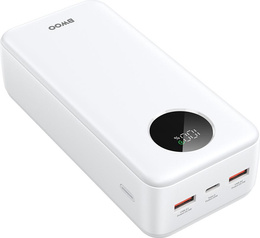 Power bank BWOO 30000 mAh 22,5W z wyświetlaczem LCD, biały