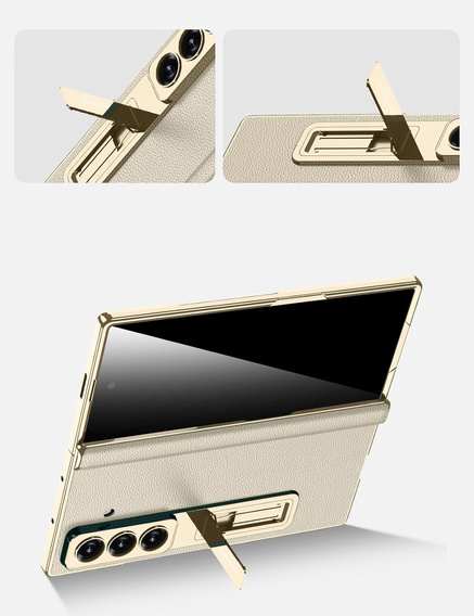 Etui GKK do Samsung Galaxy Z Fold7 5G ze szkłem i podstawką – tytanowe szare
