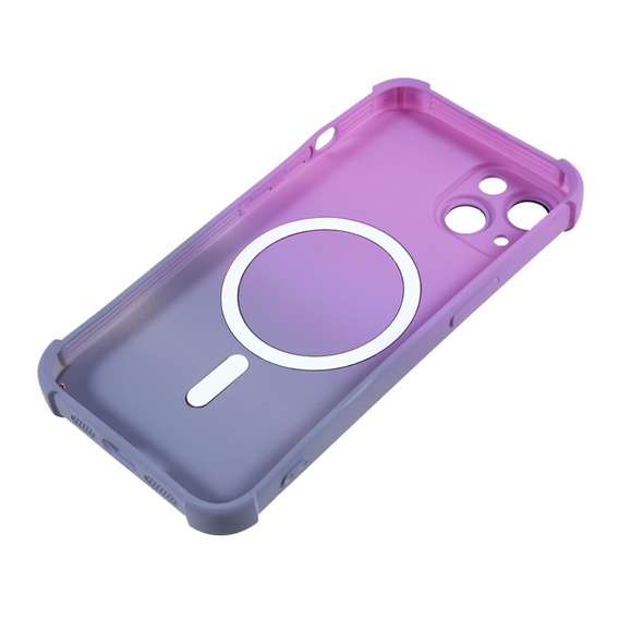 Etui silikonowe do iPhone 14 Plus, Gradient Magnetic, do MagSafe, fioletowe / szare