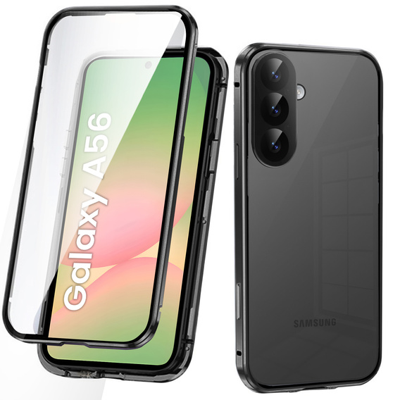Etui do Samsung Galaxy A56 5G, Magnetic Dual Glass, czarne
