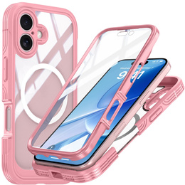 Etui do iPhone 17, Shockproof, ze szkłem, do MagSafe, różowe