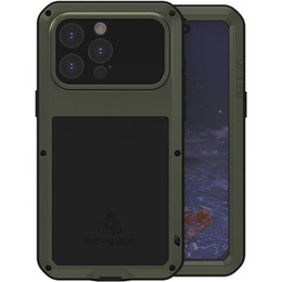 Etui Love Mei do iPhone 15 Pro Max, pancerne ze szkłem, zielone