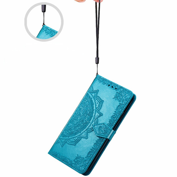 Etui z klapką do Honor Magic 6 Lite 5G, Mandala, niebieskie