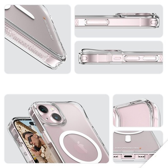 Etui PanzerGlass do iPhone 15, HardCase MagSafe, przezroczyste