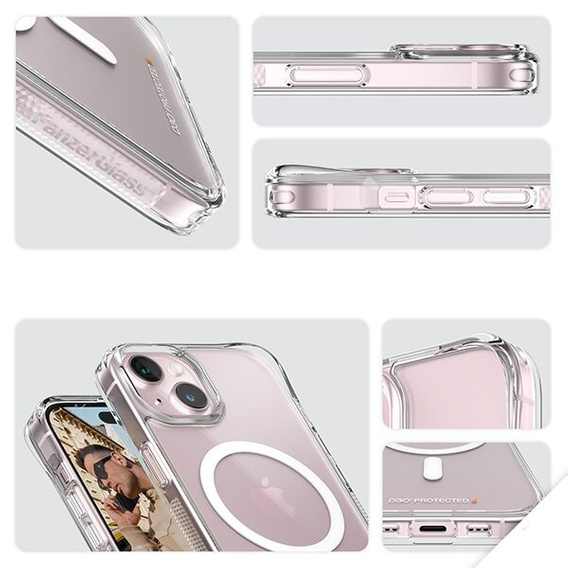 OUTLET Etui PanzerGlass do iPhone 15, HardCase MagSafe, przezroczyste