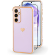 Etui do Samsung Galaxy A55 5G, Electro heart, fioletowe + Szkło Full Glue Ceramic