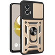 Etui pancerne do Motorola Moto G73 5G, CamShield Slide, złote