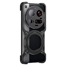 Etui do Xiaomi 15 Ultra, Kickstand Bumper, z osłoną obiektywu, do MagSafe, czarne / srebrne