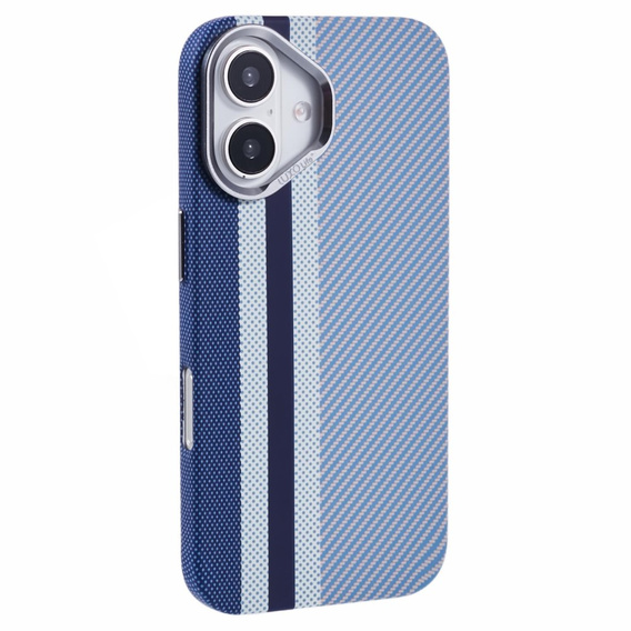 Etui do iPhone 16, Carbon Fiber MagSafe, niebieskie