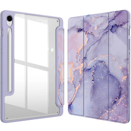 Etui do Samsung Galaxy Tab S10 FE+ Plus, Smartcase Hybrid, z miejscem na rysik, Marble fioletowe