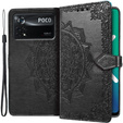 Etui z klapką do Xiaomi Poco X4 Pro 5G, Mandala, czarne