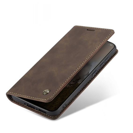 Etui CASEME do OnePlus 15, Leather Wallet Case, brązowe
