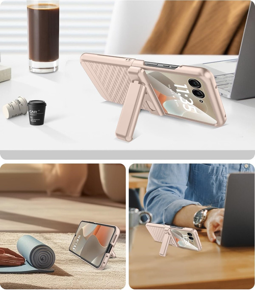 Etui do Motorola Razr 60 Ultra, PC Kickstand Case, ze szkłem, złote