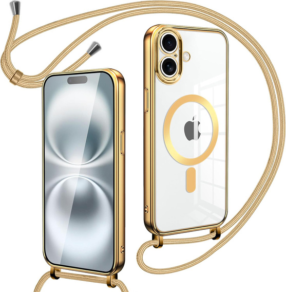 Etui do iPhone 17, Electro MagSafe, złote + Smycz