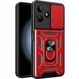 Zestaw Etui pancerne do Realme C53 4G, CamShield Slide, czerwone + Szkło