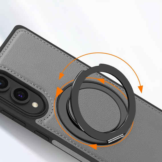 Etui  do Samsung Galaxy S25 Edge, magnetyczne z obrotowym pierścieniem – szare