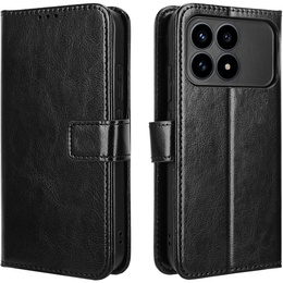 Etui z klapką do Xiaomi Poco F8 Pro, Crazy Horse Wallet, czarne