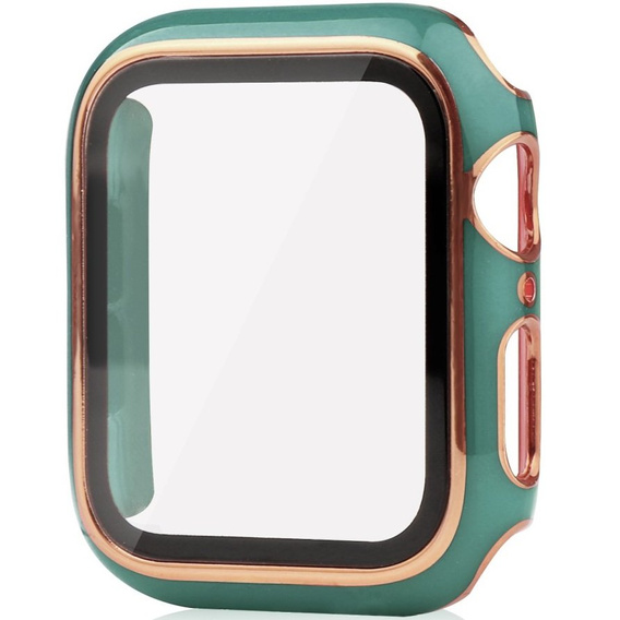 2w1 Etui + Szkło Hartowane do Apple Watch 4/5/6/SE 40mm, Zielone / Złote