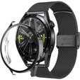 Bransoleta Milanese + Etui z osłoną na ekran do Huawei Watch GT 3 46mm, Czarny