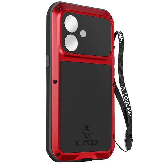 Etui Love Mei do iPhone 11, pancerne ze szkłem, czerwone