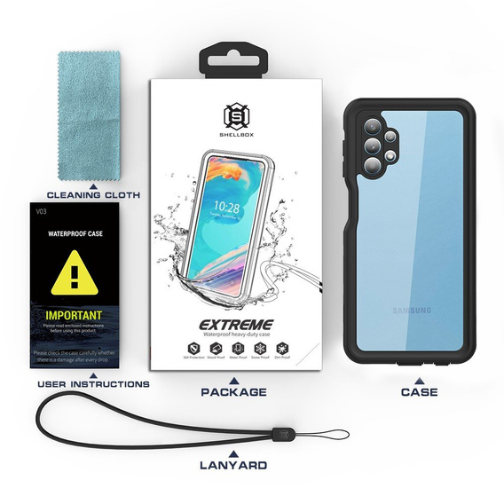 Etui Wodoodporne IP68 do Samsung Galaxy A32 5G, SHELLBOX, czarne