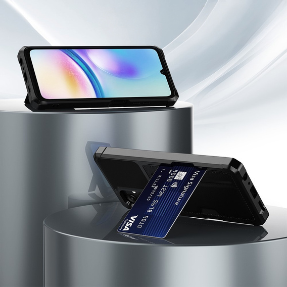 Etui do Samsung Galaxy A05s, Card Holder Kickstand, czarne