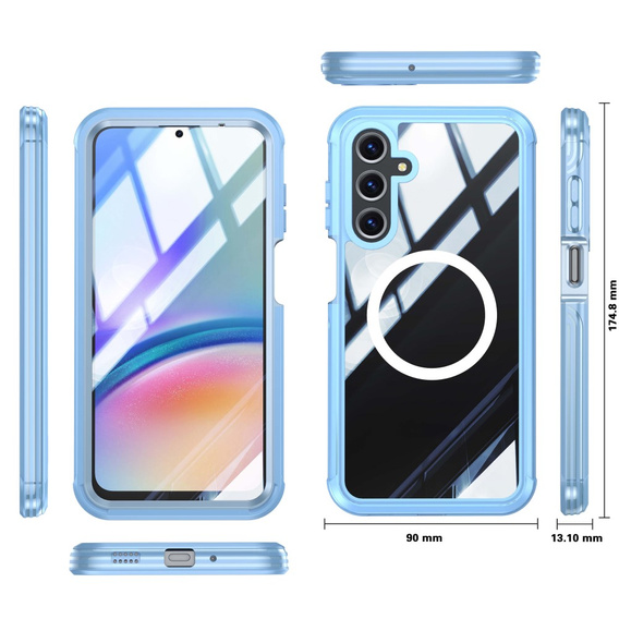 Etui do Samsung Galaxy A16 / A16 5G, Shockproof, ze szkłem, do MagSafe, niebieskie