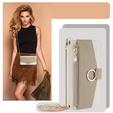 Etui z klapką do Oppo A58 4G, Wallet Zipper Pocket, z lusterkiem, białe