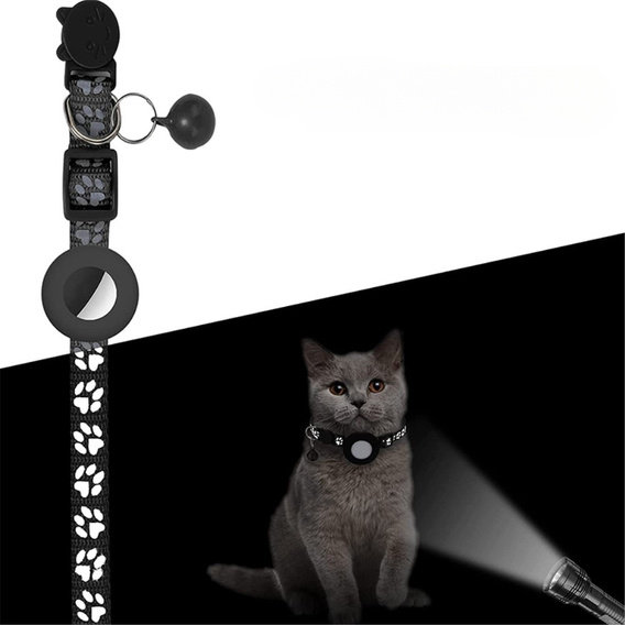 Etui Obroża nylonowa z dzwoneczkiem do Apple AirTag 2 / 1, Czarna