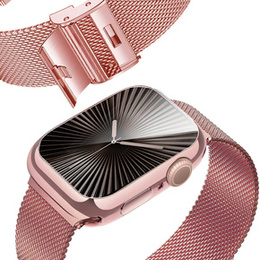 Bransoleta + Etui z Osłoną na Ekran do Apple Watch 10/11 42mm, Różowa