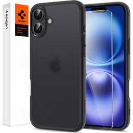 Etui Spigen do iPhone 16, Ultra Hybrid, czarne + Szkło hartowane
