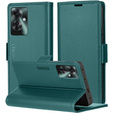 Etui do Oppo Reno 11F, ERBORD Glossy Litchi, portfel z klapką, zielone