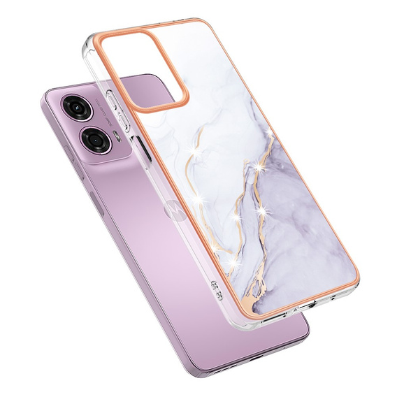 Etui ochronne do Motorola Moto G24 / G24 Power / G04, Marble Slim Case, białe